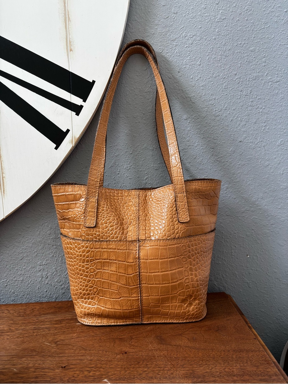 Patricia Nash Anniversary Croc Embossed Small Shop Tote - Picture 12 of 13
